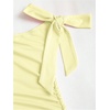 image:imageFloerns Womens Off The Shoulder Metal Floral Layered Hem Mini DressesPale Yellow