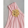 image:imageFloerns Womens Off The Shoulder Metal Floral Layered Hem Mini DressesPastel Pink