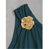 image:imageFloerns Womens Off The Shoulder Metal Floral Layered Hem Mini DressesTeal Blue