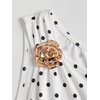 image:imageFloerns Womens Off The Shoulder Metal Floral Layered Hem Mini DressesWhite Polka Dots