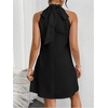 image:imageFloerns Womens Pearl Beaded Halter Twist Sleeveless Tie Back DressBlack