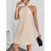 image:imageFloerns Womens Pearl Beaded Halter Twist Sleeveless Tie Back DressButter Yellow