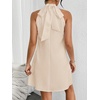 image:imageFloerns Womens Pearl Beaded Halter Twist Sleeveless Tie Back DressButter Yellow