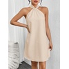 image:imageFloerns Womens Pearl Beaded Halter Twist Sleeveless Tie Back DressButter Yellow