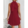 image:imageFloerns Womens Pearl Beaded Halter Twist Sleeveless Tie Back DressDark Red