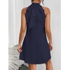image:imageFloerns Womens Pearl Beaded Halter Twist Sleeveless Tie Back DressDeep Blue