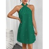 image:imageFloerns Womens Pearl Beaded Halter Twist Sleeveless Tie Back DressGrass Green