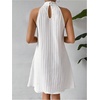 image:imageFloerns Womens Pearl Beaded Halter Twist Sleeveless Tie Back DressLight White