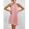 image:imageFloerns Womens Pearl Beaded Halter Twist Sleeveless Tie Back DressPink