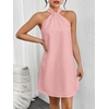 image:imageFloerns Womens Pearl Beaded Halter Twist Sleeveless Tie Back DressPink