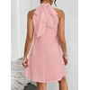 image:imageFloerns Womens Pearl Beaded Halter Twist Sleeveless Tie Back DressPink
