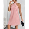 image:imageFloerns Womens Pearl Beaded Halter Twist Sleeveless Tie Back DressPink