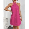 image:imageFloerns Womens Pearl Beaded Halter Twist Sleeveless Tie Back DressRose Pink
