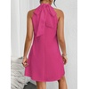 image:imageFloerns Womens Pearl Beaded Halter Twist Sleeveless Tie Back DressRose Pink