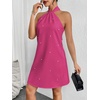 image:imageFloerns Womens Pearl Beaded Halter Twist Sleeveless Tie Back DressRose Pink