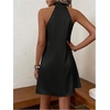 image:imageFloerns Womens Pearl Beaded Halter Twist Sleeveless Tie Back DressSilk Black
