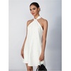 image:imageFloerns Womens Pearl Beaded Halter Twist Sleeveless Tie Back DressWhite