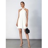 image:imageFloerns Womens Pearl Beaded Halter Twist Sleeveless Tie Back DressWhite