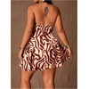 image:imageFloerns Womens Plus Size Cute Polka Dots Halter Mini Dress Ruffle A Line Going Out DressesBrown Zebra