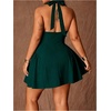 image:imageFloerns Womens Plus Size Cute Polka Dots Halter Mini Dress Ruffle A Line Going Out DressesDark Green