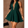 image:imageFloerns Womens Plus Size Cute Polka Dots Halter Mini Dress Ruffle A Line Going Out DressesDark Green