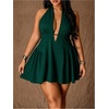 image:imageFloerns Womens Plus Size Cute Polka Dots Halter Mini Dress Ruffle A Line Going Out DressesDark Green