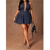image:imageFloerns Womens Plus Size Cute Polka Dots Halter Mini Dress Ruffle A Line Going Out DressesDeep Blue
