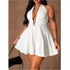 image:imageFloerns Womens Plus Size Cute Polka Dots Halter Mini Dress Ruffle A Line Going Out DressesWhite Solid