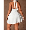 image:imageFloerns Womens Plus Size Cute Polka Dots Halter Mini Dress Ruffle A Line Going Out DressesWhite Solid