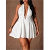 image:imageFloerns Womens Plus Size Cute Polka Dots Halter Mini Dress Ruffle A Line Going Out DressesWhite Solid