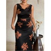 image:imageFloerns Womens Plus Size Floral Cowl Neck Long Dress Sleeveless Ruched A Line Wedding Guest DressesBlack
