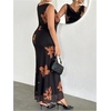 image:imageFloerns Womens Plus Size Floral Cowl Neck Long Dress Sleeveless Ruched A Line Wedding Guest DressesBlack