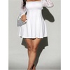 image:imageFloerns Womens Plus Size Floral Lace Dress A Line Square Neck Party Mini DressesWhite