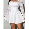 image:imageFloerns Womens Plus Size Floral Lace Dress A Line Square Neck Party Mini DressesWhite
