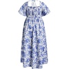 image:imageFloerns Womens Plus Size Floral Square Neck Short Sleeve Maxi DressBlue and White