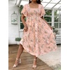 image:imageFloerns Womens Plus Size Floral Square Neck Short Sleeve Maxi DressPink