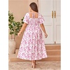 image:imageFloerns Womens Plus Size Floral Square Neck Short Sleeve Maxi DressPink Multi