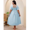 image:imageFloerns Womens Plus Size Floral Square Neck Short Sleeve Maxi DressSky Blue