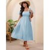 image:imageFloerns Womens Plus Size Floral Square Neck Short Sleeve Maxi DressSky Blue
