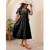 image:imageFloerns Womens Plus Size Floral Square Neck Short Sleeve Maxi DressSolid Black