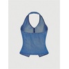 image:imageFloerns Womens Plus Size Going Out Denim Halter Tops Sleeveless Bowknot Slit Cute Tank TopLight Wash