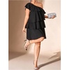 image:imageFloerns Womens Plus Size One Shoulder Tiered Layered A Line Party DressesBlack