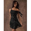 image:imageFloerns Womens Polka Dots Off Shoulder Mini Dress Tiered Party DressesBlack