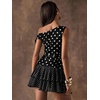 image:imageFloerns Womens Polka Dots Off Shoulder Mini Dress Tiered Party DressesBlack
