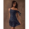 image:imageFloerns Womens Polka Dots Off Shoulder Mini Dress Tiered Party DressesDark Blue