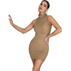 image:imageFloerns Womens Sleeveless Turtleneck Party Mini Bodycon DressKhaki