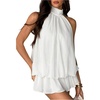 image:imageFloerns Womens Mesh Open Back Halter Dress Sleeveless Ruffle Going Out Mini DressesWhite