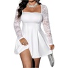 image:imageFloerns Womens Plus Size Floral Lace Dress A Line Square Neck Party Mini DressesWhite