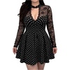 image:imageFloerns Womens Plus Size Floral Lace Fall Dress Cheongsam Party A Line Cocktail DressesBlack Polka Dots