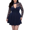 image:imageFloerns Womens Plus Size Floral Lace Fall Dress Cheongsam Party A Line Cocktail DressesDark Blue